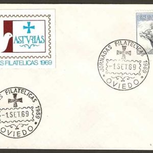 0059. Matasellos Jornadas Filatélicas (Oviedo-1-5/09/1969)