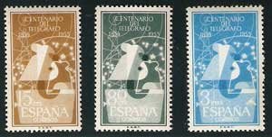 Sello 1180-82.I Centenario del Telégrafo