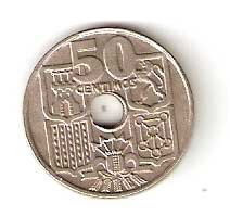 Moneda 0,50 céntimos peseta 1949*53.MBC