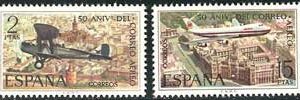 Sello 2059-60.L aniversario del correo aéreo