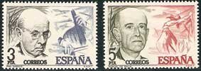 Sello 2379-80.Cent. del nacimiento de Pau Casals y Manuel de Fal