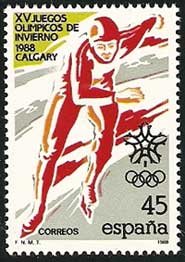 2932. Sello Juegos Olímpicos de Invierno 1988. Patinaje