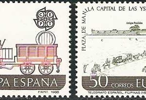 2949-50. Sello Europa. Ferrocarril y Telégrafo
