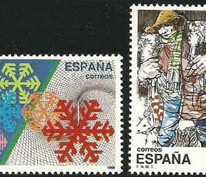 2976-77. Sello Navidad. Copos de nieve y pastor