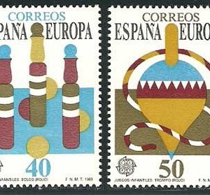 3008-09. Sello Europa. Juegos infantiles. Bolos y Peonza
