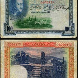 Billete Banco de España – Madrid 0100 pesetas 1925 MBC Sin Serie