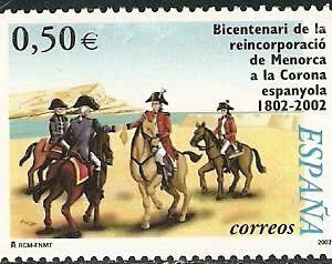 3897.Sello reincorporación de Menorca a la Corona español