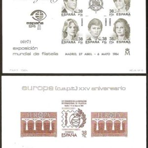 Prueba lujo nº006/7.EXPOSICIÓN MUNDIAL DE FILATELIA ESPAÑA’84.Ma