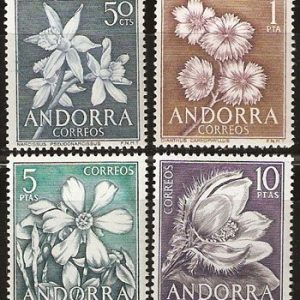 Serie sellos Andorra 068-71. Flores del Principado