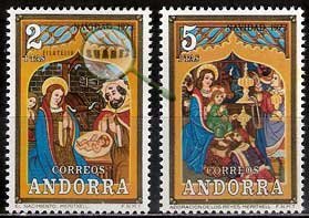 Serie sellos Andorra 087-88.Navidad.Retablo Ntra. Sra. Meritxell