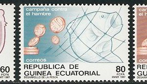 Sellos Guinea Ec. 089-91.Campaña contra el hambre