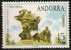 Serie sellos Andorra 093. Centenario de la U.P.U.