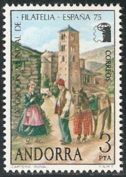Serie sellos Andorra 096. Exp. Mundial Filatelia ESPAÑA’75