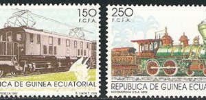 Sellos Guinea Ec. 146-47.Ferrocarriles del Mundo