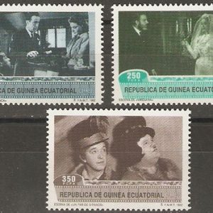 Sellos Guinea Ec. 153-55.Homenaje al cine