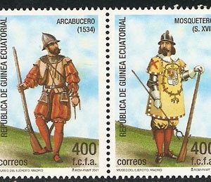Sellos Guinea Ec. 288-91.Uniformes militares