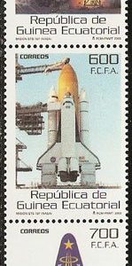 Sellos Guinea Ec. 333-35.Homenaje tripulación Columbia STS-107