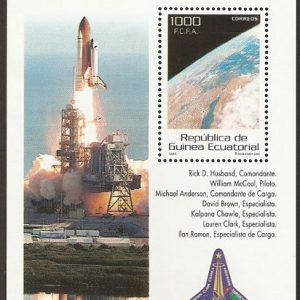 Sellos Guinea Ec. 336.HB Homenaje tripulación Columbia STS-107