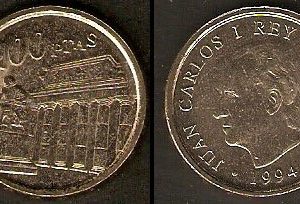 Monedas. 100 pesetas S/C Flor hacia Anverso