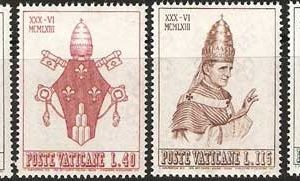 Serie sellos Vaticano 0383-86. Coronación de Pablo VI