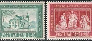 Serie sellos Vaticano 0413-14. V Cent. muerte Cardenal Cusani