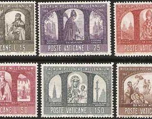 Serie sellos Vaticano 0451-56. Conversión Polonia a Cristianismo