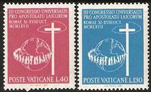 Serie sellos Vaticano 0471-72. III Congreso Apostolado Laicos