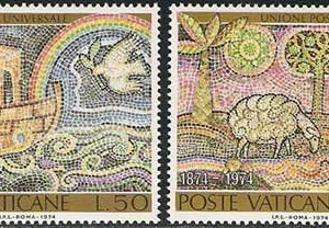 Serie sellos Vaticano 0569-70. Centenario Unión Postal Universal