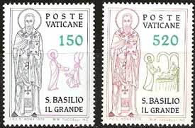 Serie sellos Vaticano 0673-74. XVI Cent. muerte San Basilio