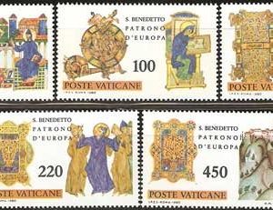 Serie sellos Vaticano 0689-93. IV Cent. nacimiento de San Benito