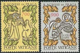 Serie sellos Vaticano 0726-27. DCC Aniv. muerte Inés de Praga