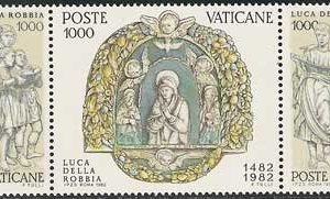 Serie sellos Vaticano 0728-30. V Cent. muerte Luca della Robbia