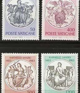 Serie sellos Vaticano 0743-46. V Aniv. nacimiento de Rafael