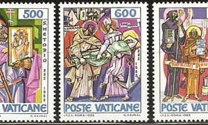 Serie sellos Vaticano 0770-72. MC Centenario muerte San Metodio