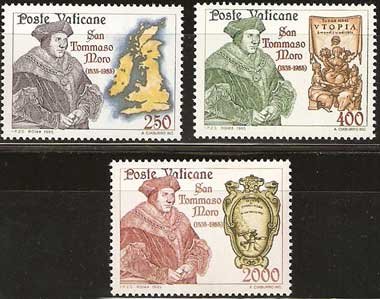 Serie sellos Vaticano 0773-75. CDL Aniv. muerte Santo Tomás Moro