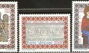 Serie sellos Vaticano 0776-78. IX Cent. muerte San Gregorio VII