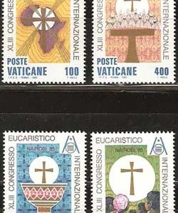 Serie sellos Vaticano 0779-82. XLIII Congreso Eucarístico Int.