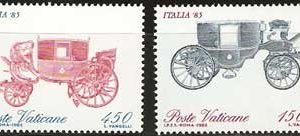 Serie sellos Vaticano 0784-85. Expo Mundial Filatelia «ITALIA’85