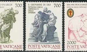 Serie sellos Vaticano 0797-99. Juan de Dios y Camilo de Lellis
