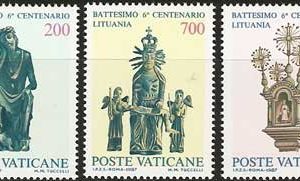 Serie sellos Vaticano 0806-08. VI Cent. del bautismo en Lituania