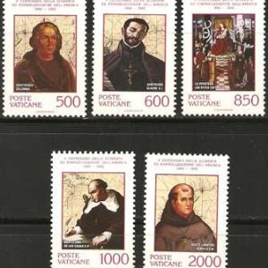 Serie sellos Vaticano 0919-23. V Cent. del Descubrimiento