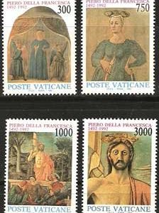 Serie sellos Vaticano 0926-29. Pintor Piero Della Francesca