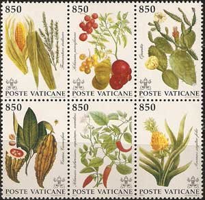 Serie sellos Vaticano 0930-35. Plantas del Nuevo Mundo