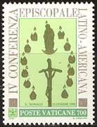 Serie sellos Vaticano 0936.IV Conf. Episcopal Latinoamericana