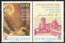 Serie sellos Vaticano 0941. Encuentro por la Paz en Europa