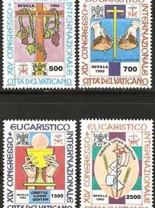 Serie sellos Vaticano 0952-55. 45º Congreso Eucarístico Int.
