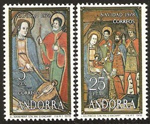 Serie sellos Andorra 120-21.Navidad. Iglesia Sta. María d’Encamp
