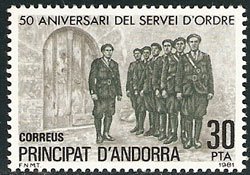 Serie sellos Andorra 142. 50 Aniv creación Servei d’Ordre