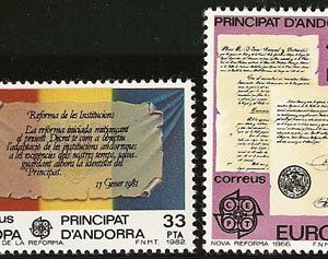 Serie sellos Andorra 157-58. Europa