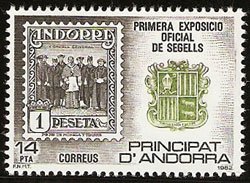 Serie sellos Andorra 162. I Exposición oficial sellos Andorra